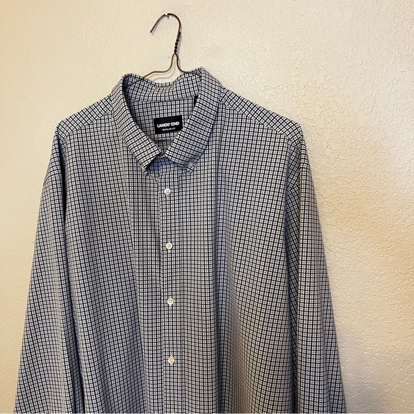 Lands' End Men's Blue Checkered Regular Fit Button Down Shirt Size XXL - Picture 6 of 11